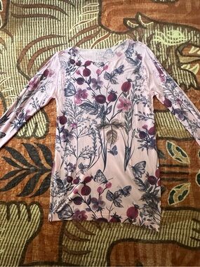 AMB Floral & Butterfly Tunic Top in Blush